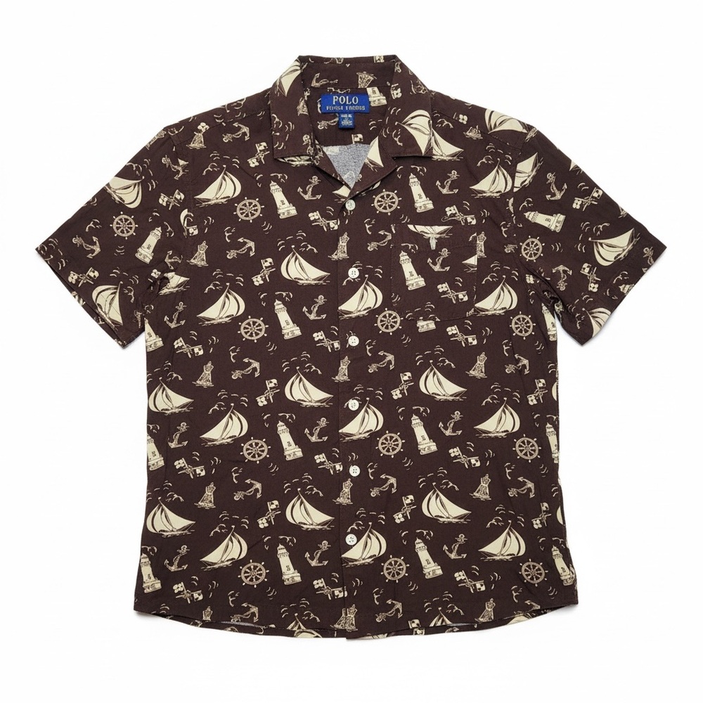 Polo Ralph Lauren Boys Nautical Print Short Sleeve Shirt Classic Preppy Summer